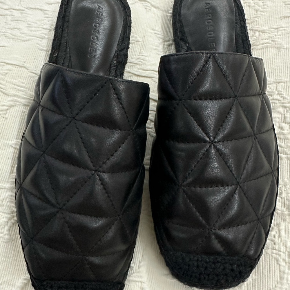 Aerosoles black flat quilted loafer size 8 brand new with tags